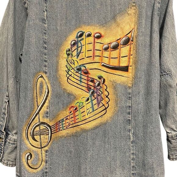 Panic! At the Disco Custom Painted Denim Button Shirt Women’s Large - Picture 2 of 6